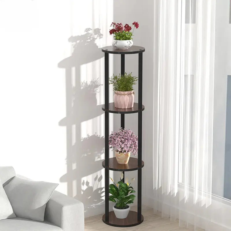 indoor plant stand australia 4-Tier Black Walnut Round Plant Stand – Durable, Space-Saving Design f –  Bambusa Australia