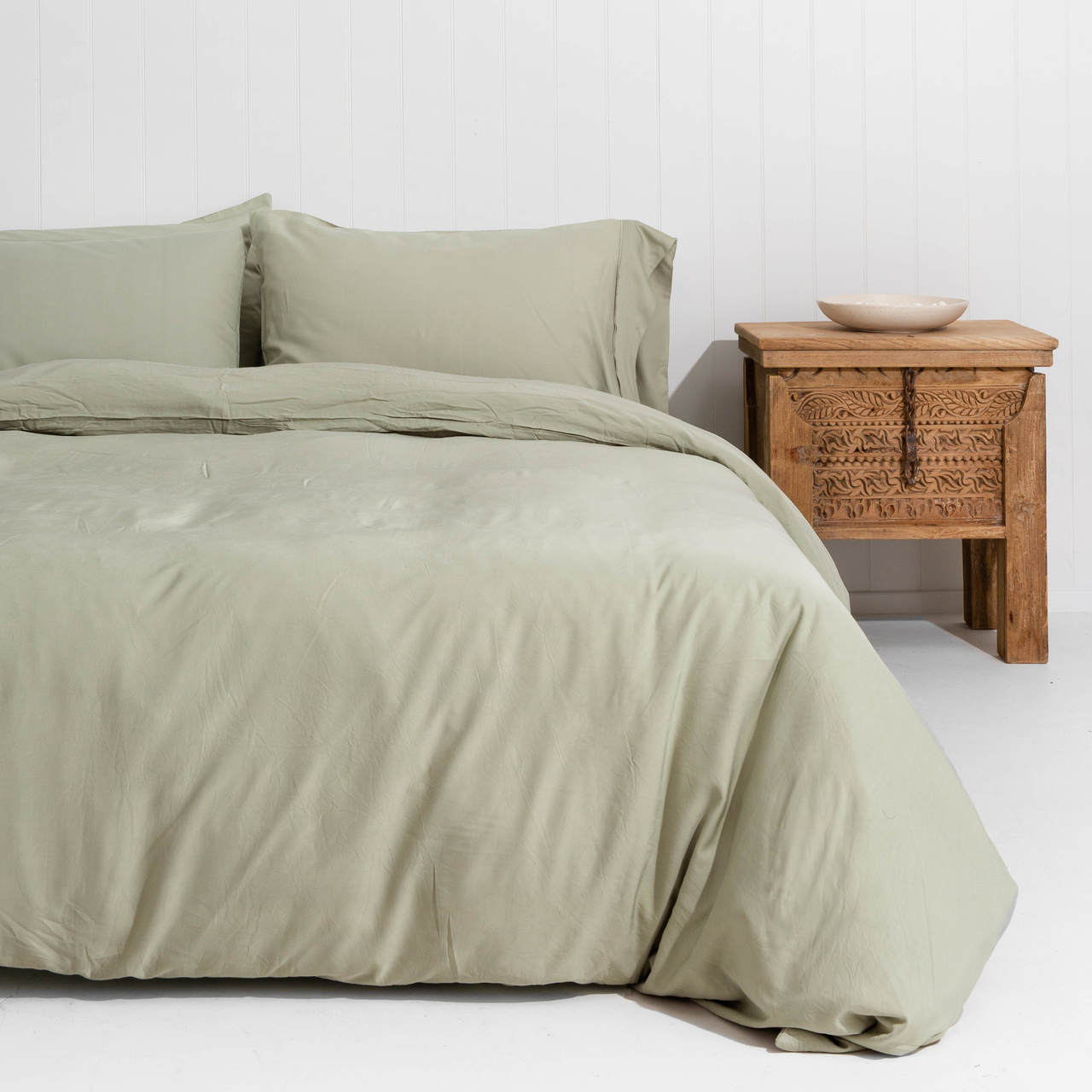 Quilt Cover Set & Fitted Sheet Bundle Green Tea