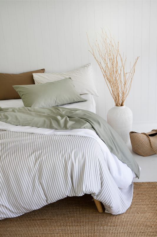 SHOP THE LOOK GREEN TEA AND SILVER AND WHITE STRIPES