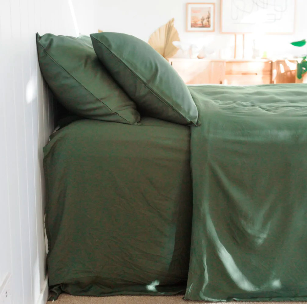 Quilt Cover Set & Fitted Sheet Bundle HUNTER GREEN