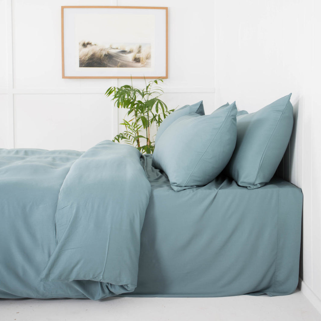 Teal Bamboo Sheet and sand quilt cover set