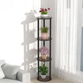 Load image into Gallery viewer, 4-Tier Round Plant Stand front view with flowers
