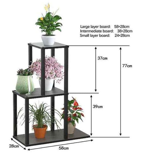 5 tier timber plant stand with flowers and dimensions