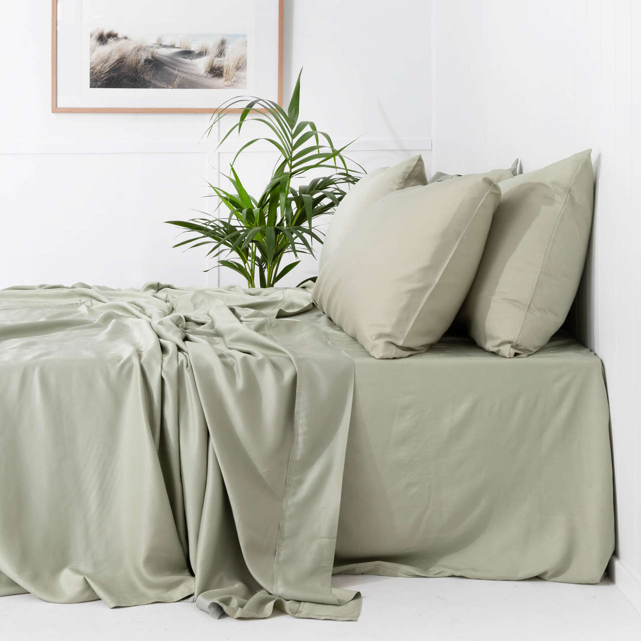 Quilt Cover Set & Fitted Sheet Bundle Green Tea