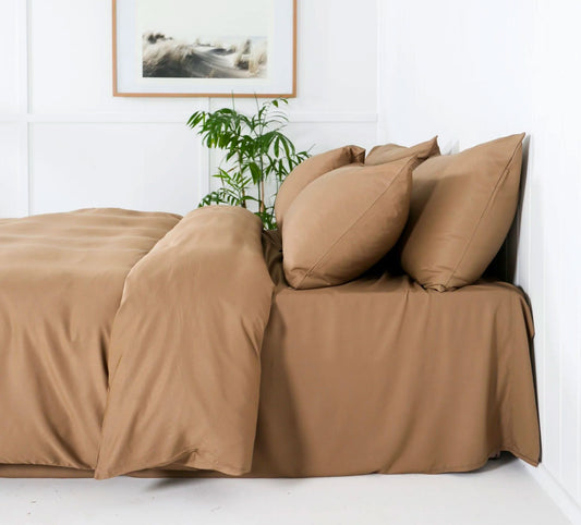 Quilt Cover Set & Fitted Sheet Bundle MOCHA