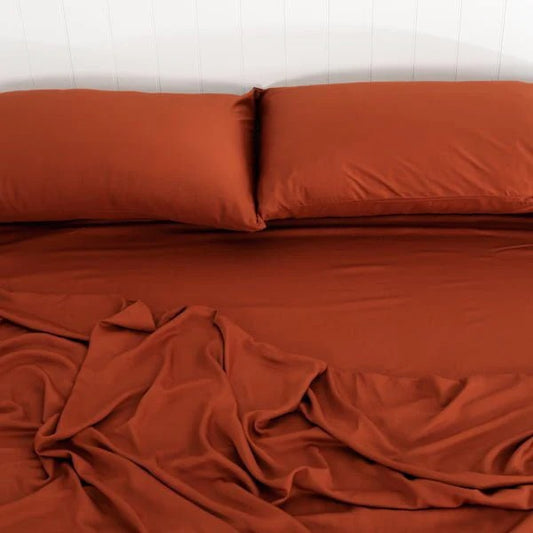 Fitted Sheet and Pillow Case Bundle RUST