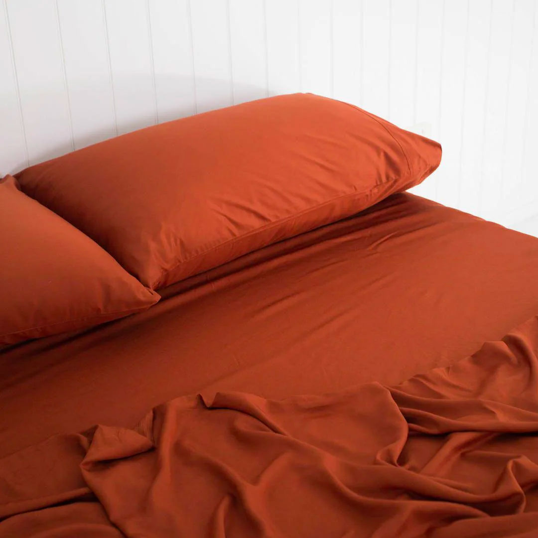 RUST Quilt Cover Set & Fitted Sheet Bundle
