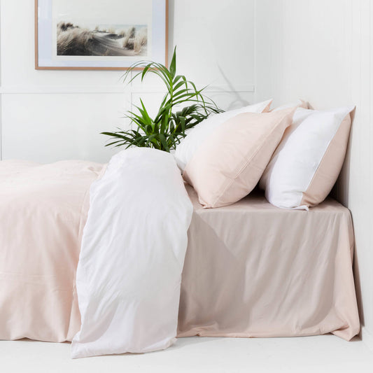 Bamboo Quilt Cover Set CLAY PINK AND WHITE