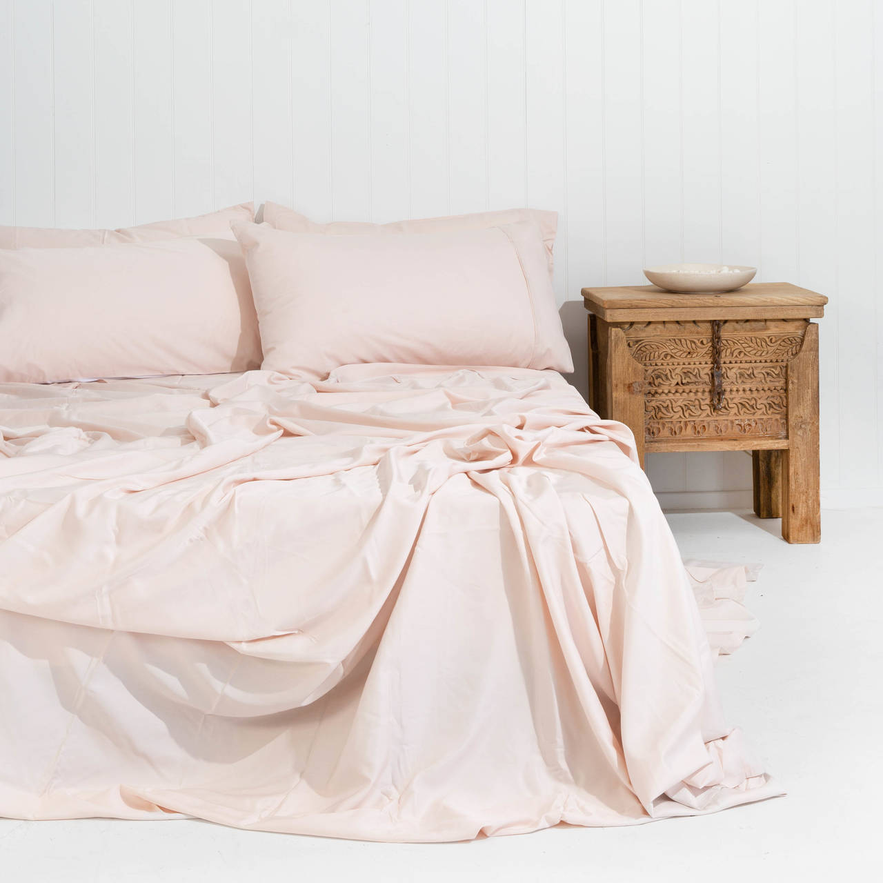 Bamboo Quilt Cover Set CLAY PINK AND WHITE